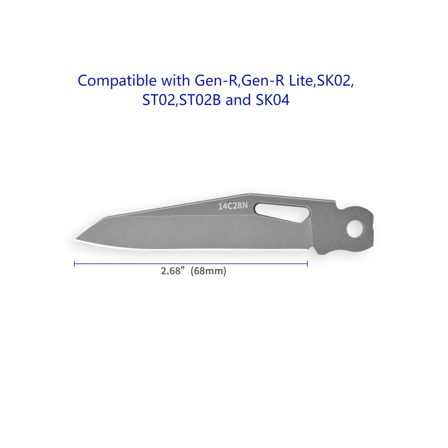 Hoja de acero inoxidable VG-10 de 2,68 pulgadas para ROCKTOL Gen-R, SK02, ST02, ST02B y SK04