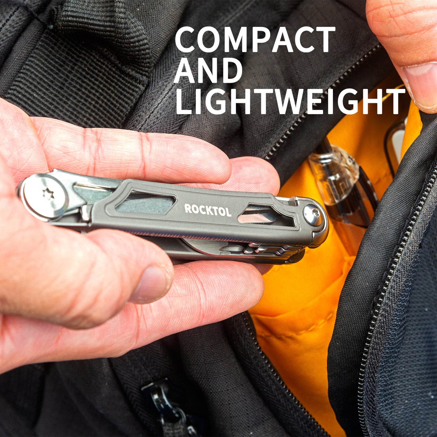 ROCKTOL Folding Pocket Knife, 12-in-1 Stainless Steel Multitool Knife with Titanium-Plated Handle, Pocket Clip for Camping, Hiking, Survival