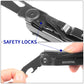 ROCKTOL Black Multitool Knife, 12-in-1 Multi-tool Knife with 2.68” Pocket Knife and Leather Sheath, Spring-loaded Scissors for Camping,Hiking,Survival (7Cr17 Blade)