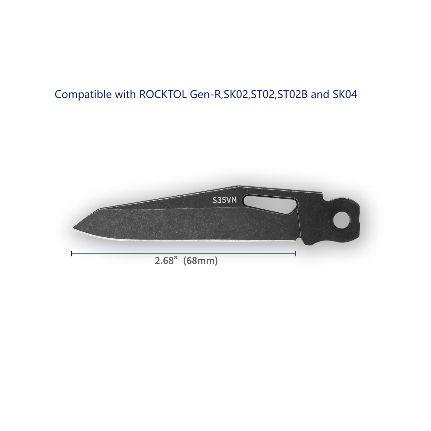 S35VN Knife Blade Titanium-plated Black Stonewashed 2.68 in. for ROCKTOL Multitool GEN-R,SK02,ST02,ST02B and SK04