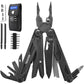 ROCKTOL SK05VGB Retro-Black Multitool Pliers, 29-in-1 Heavy-duty Stainless Steel Multi Tool Set with VG-10 Blade, Replaceable Wire Cutters and Saw Nylon Sheath for Camping Survival Repair