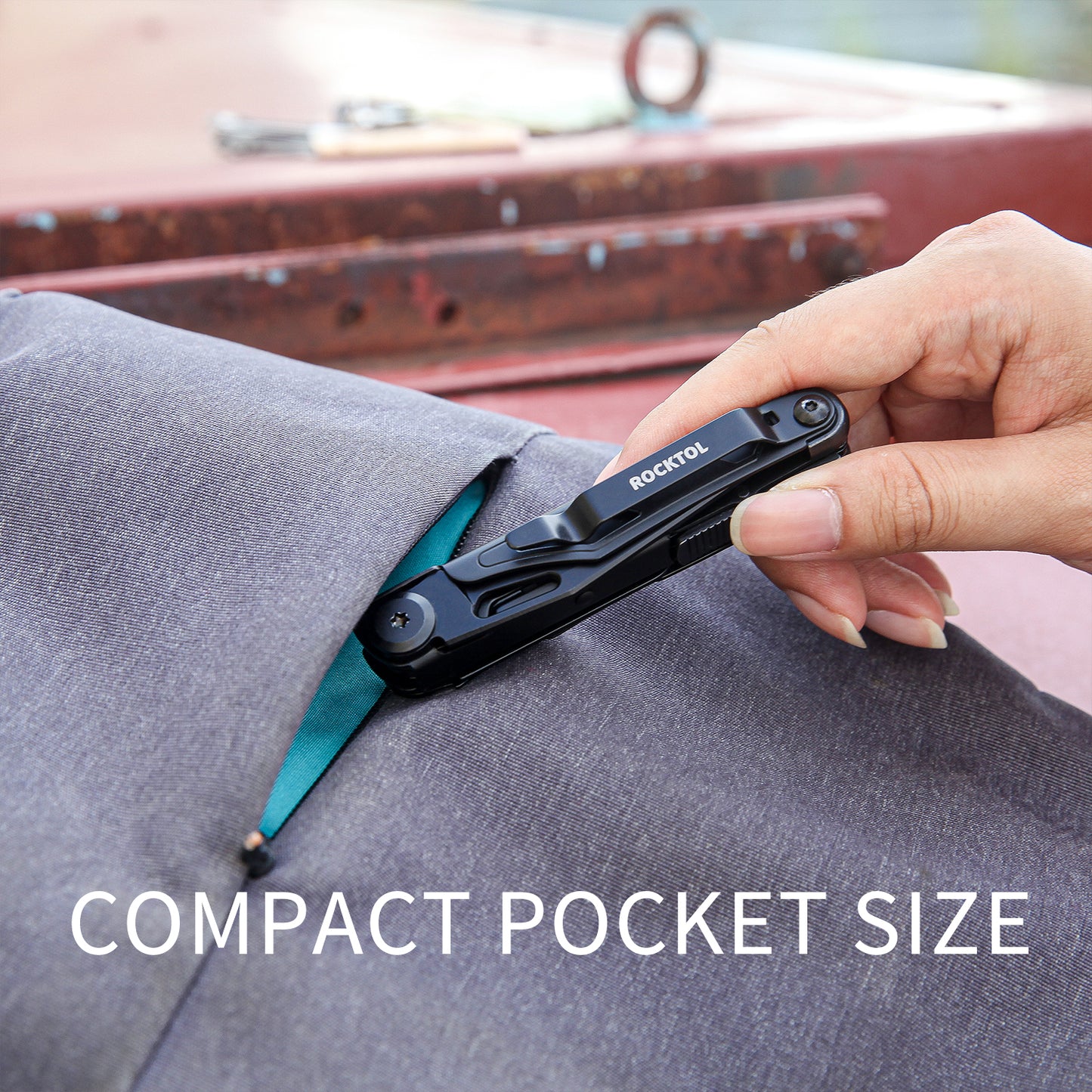 ROCKTOL Black Multitool Knife, 12-in-1 Multi-tool Knife with 2.68” Pocket Knife and Leather Sheath, Spring-loaded Scissors for Camping,Hiking,Survival (7Cr17 Blade)
