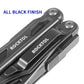 ROCKTOL Black Multitool Knife, 12-in-1 Multi-tool Knife with 2.68” Pocket Knife and Leather Sheath, Spring-loaded Scissors for Camping,Hiking,Survival (7Cr17 Blade)