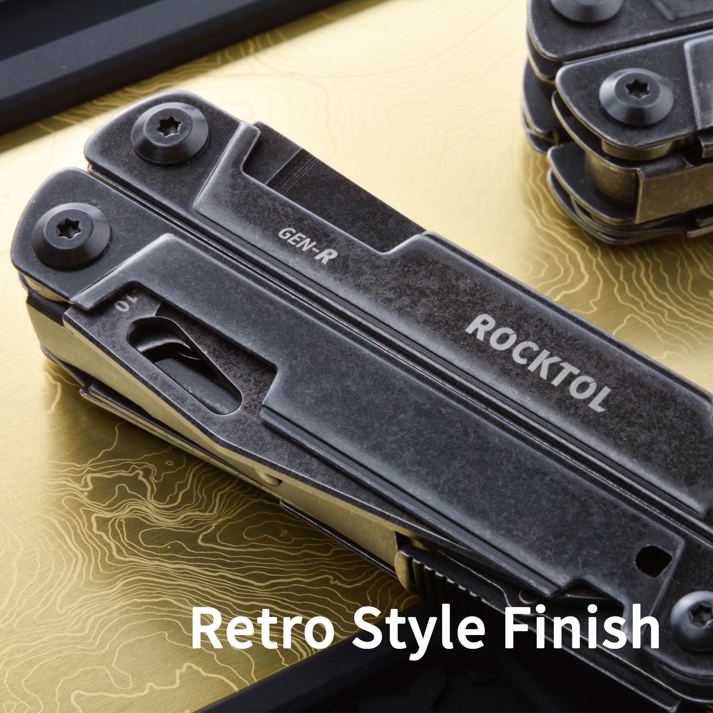 NEW! ROCKTOL GEN-R Retro Black Multitool with VG-10 Knife Blade 27-in-1 Multi-tool Gut Hook Blade Large Scissors for Backpacking,Hiking,Camping