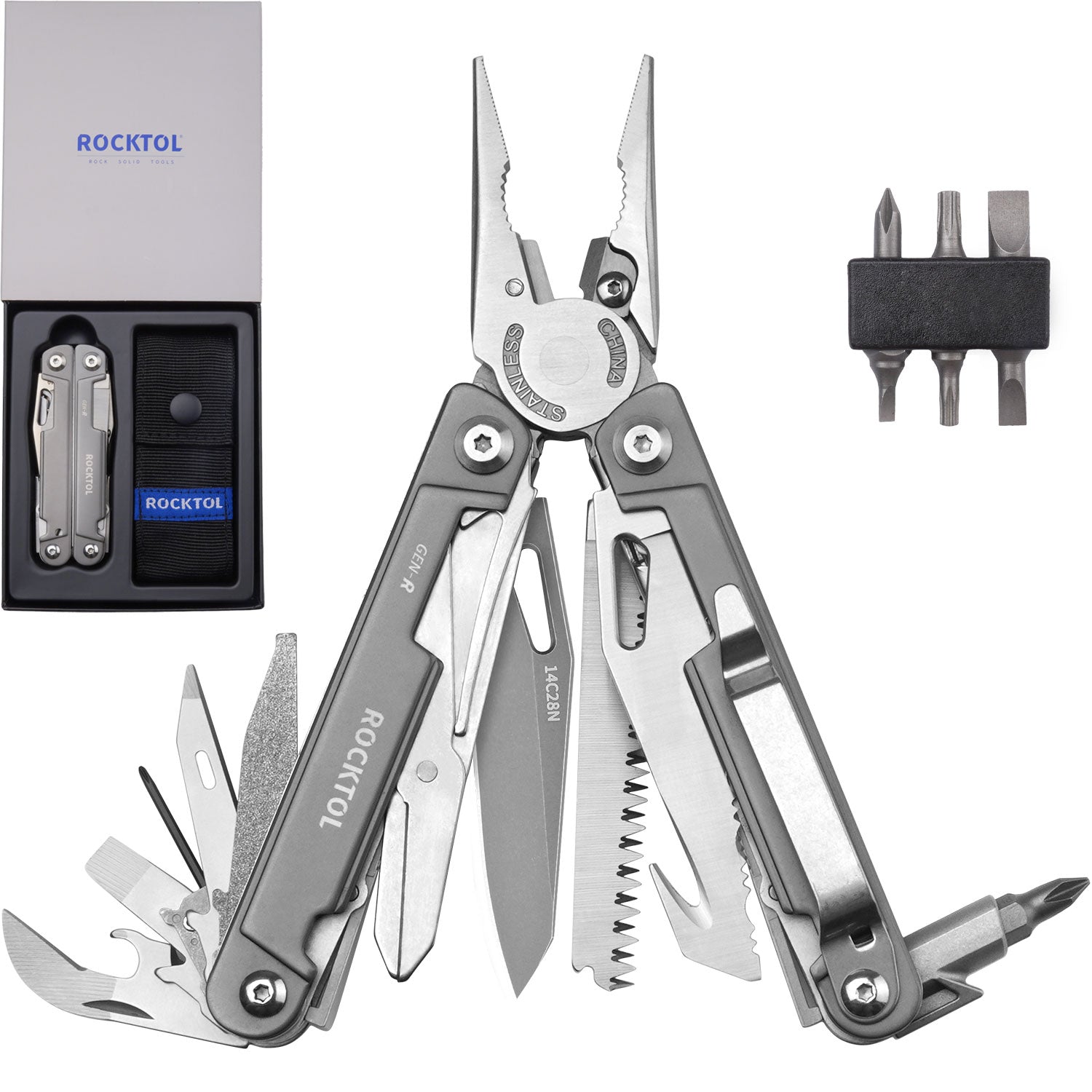 ROCKTOL GEN-R Multitool 14C28N Blade, Titanium-plated Handle, 27
