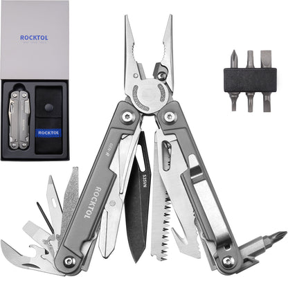NEW! ROCKTOL GEN-R Multitool with VG10 Knife Blade 27-in-1 Multi-tool with Titanium plated Handle for Backpacking,Hiking,Camping