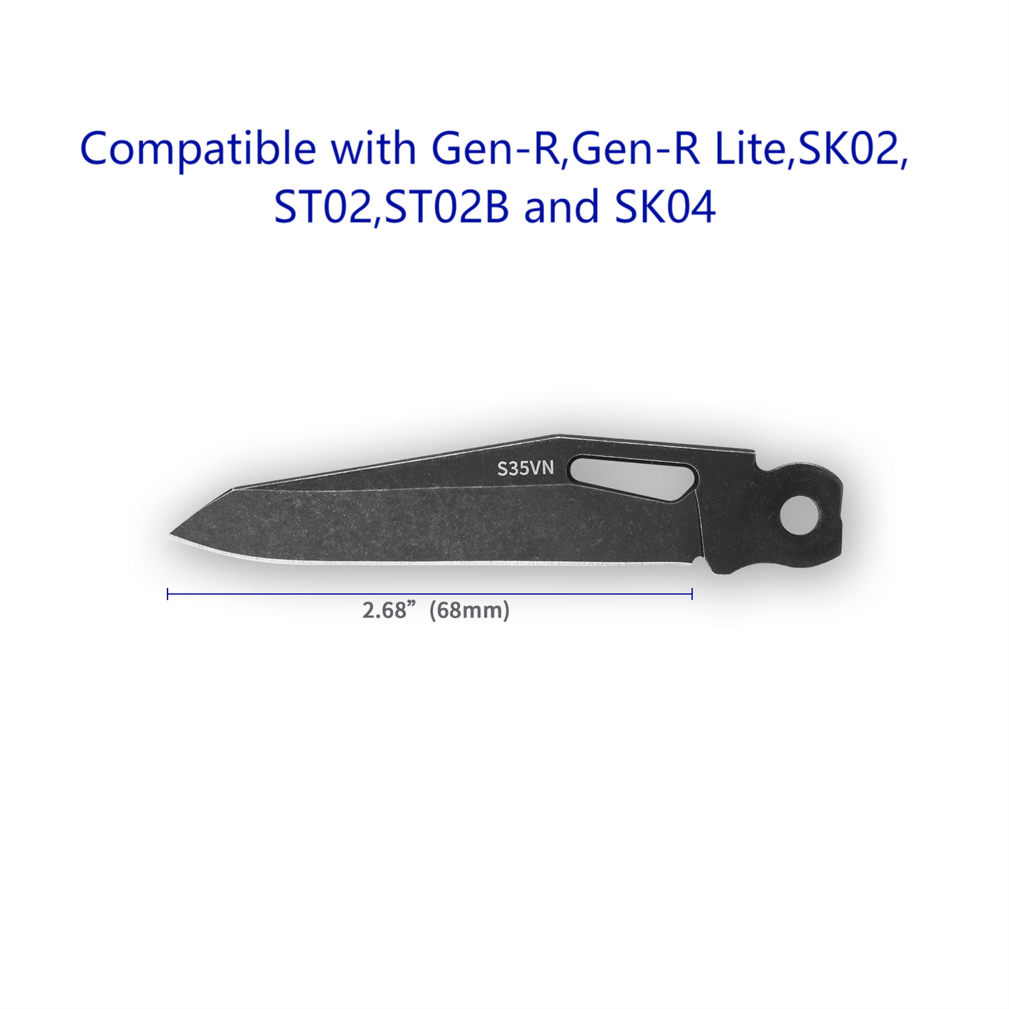 Hoja de cuchillo S35VN con revestimiento de titanio negro lavado a la piedra de 2,68 pulgadas para multiherramientas ROCKTOL GEN-R, SK02, ST02, ST02B y SK04