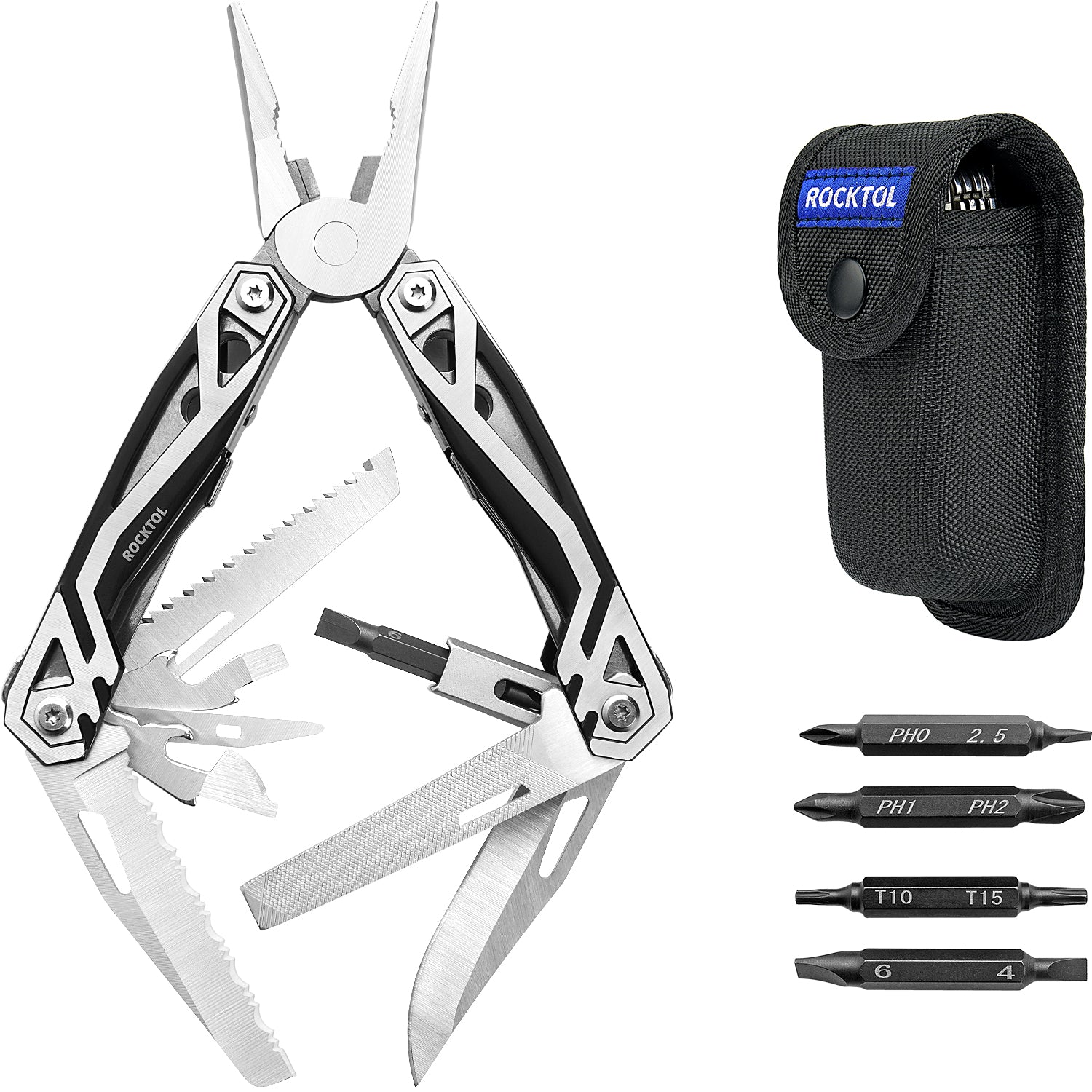 ROCKTOL Multifunctionele tang, 22-in-1 camping multitool tang met ROCKTOL Multifunctionele tang, 22-in-1 camping multitool tang met