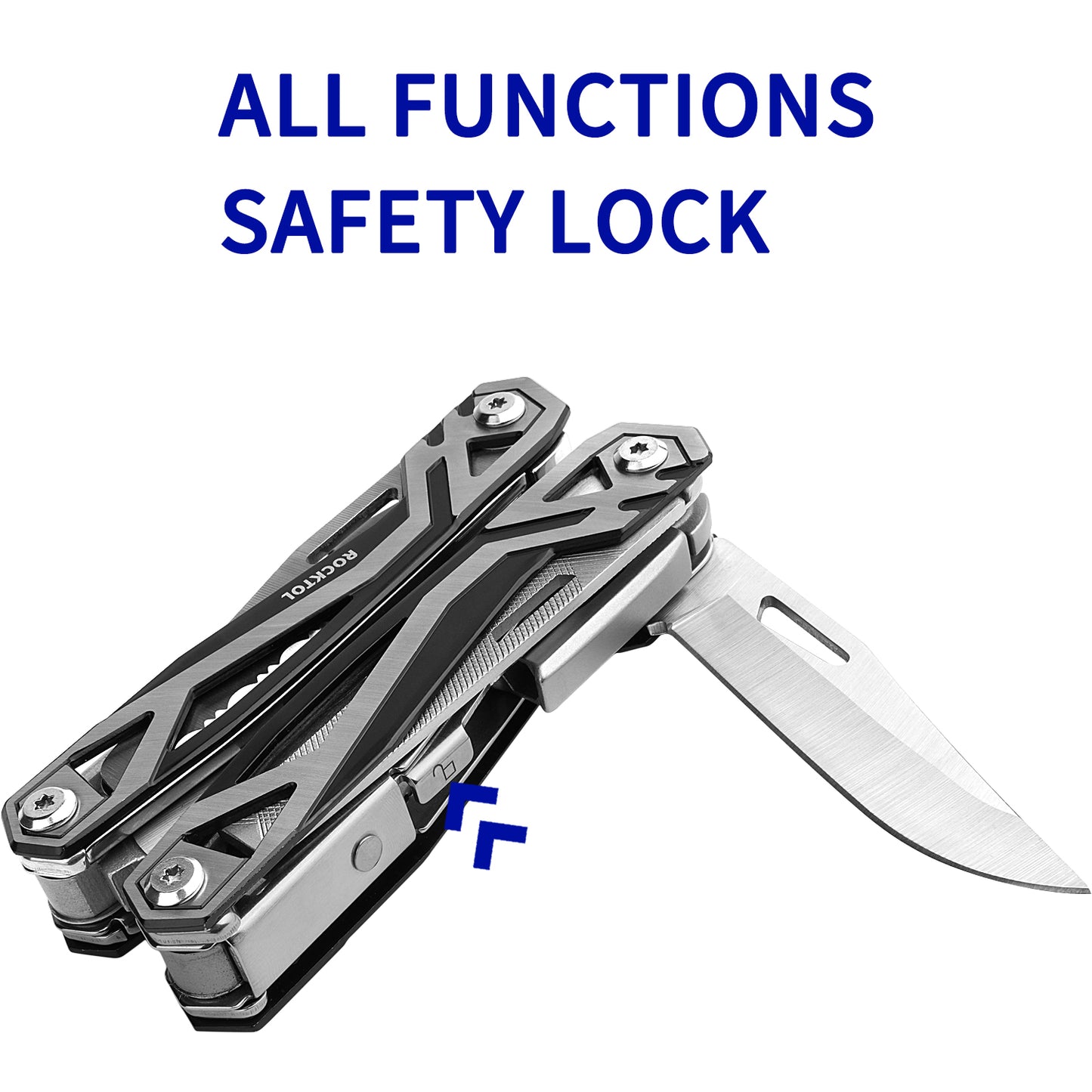 ROCKTOL Multitool Pliers, Multitool with Spring-loaded Pliers 21-in-1 Multi Toolset with Magnetic Bit Holder 8-Function Bits,Gift for Men