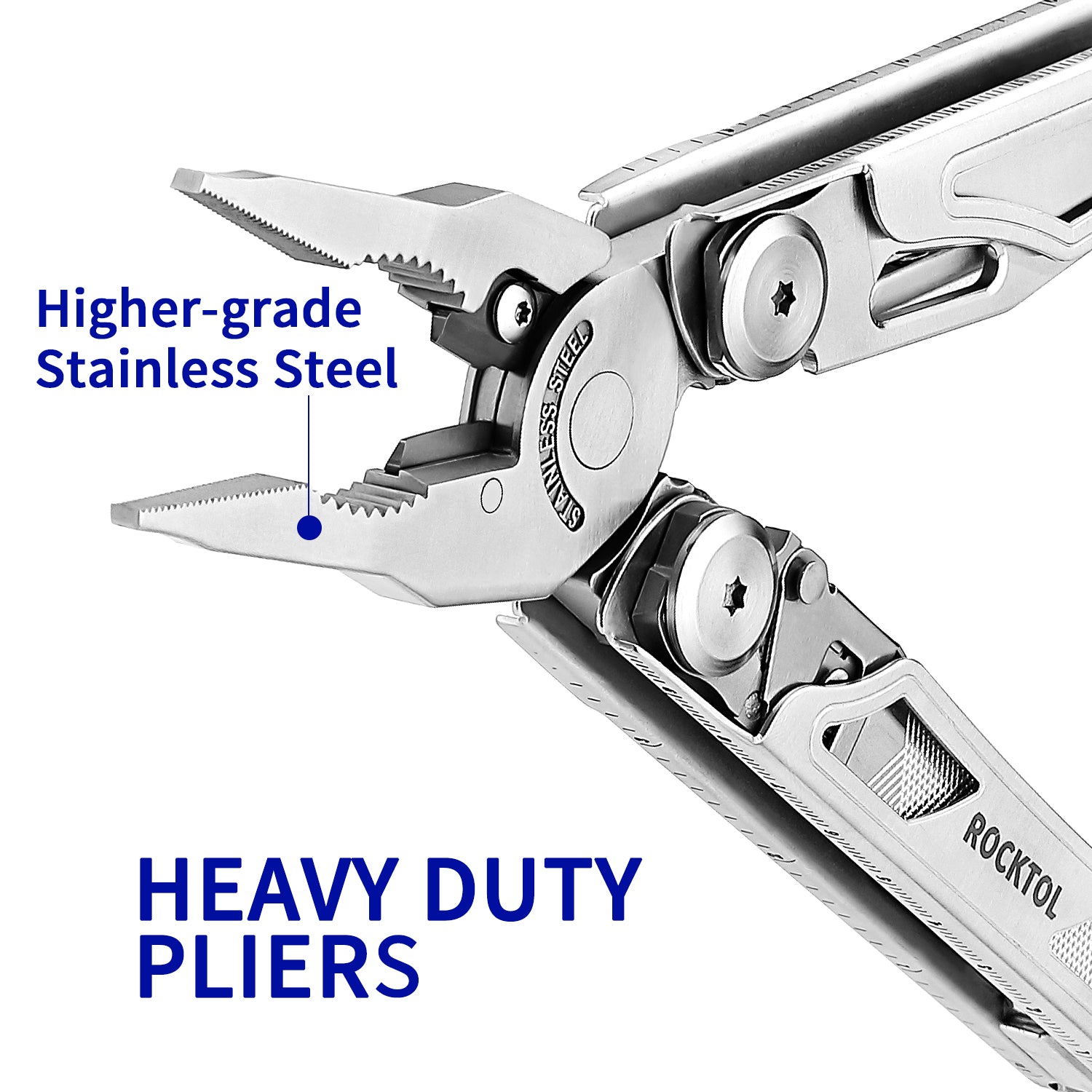 ROCKTOL 29-in-1 Multitool Pliers - Heavy Duty Stainless Steel With Replaceable Cutters & Saw Blades