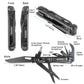 ROCKTOL Black Multitool Knife, 12-in-1 Multi-tool Knife with 2.68” Pocket Knife and Leather Sheath, Spring-loaded Scissors for Camping,Hiking,Survival (7Cr17 Blade)
